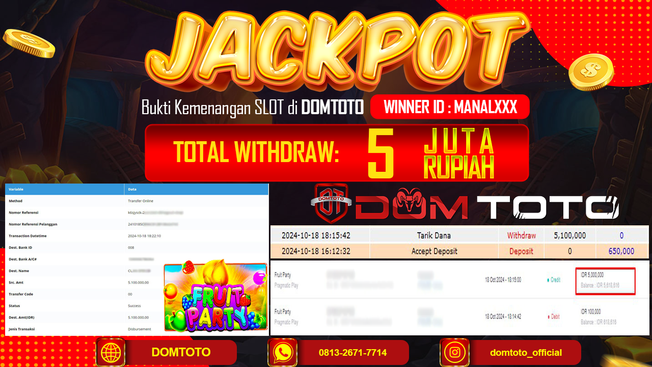 JACKPOT SLOT PRAGMATIGPLAY  18 OKTOBER 2024